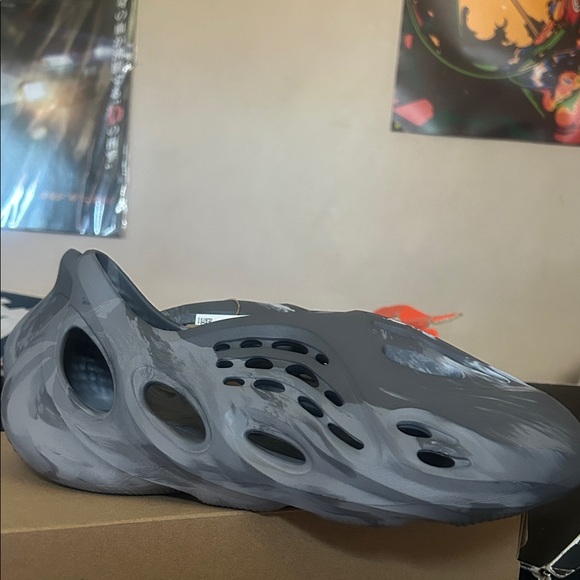 adidas Foam Runner Marble Grey Slip-On Athletic Clog - Picture 2 of 5